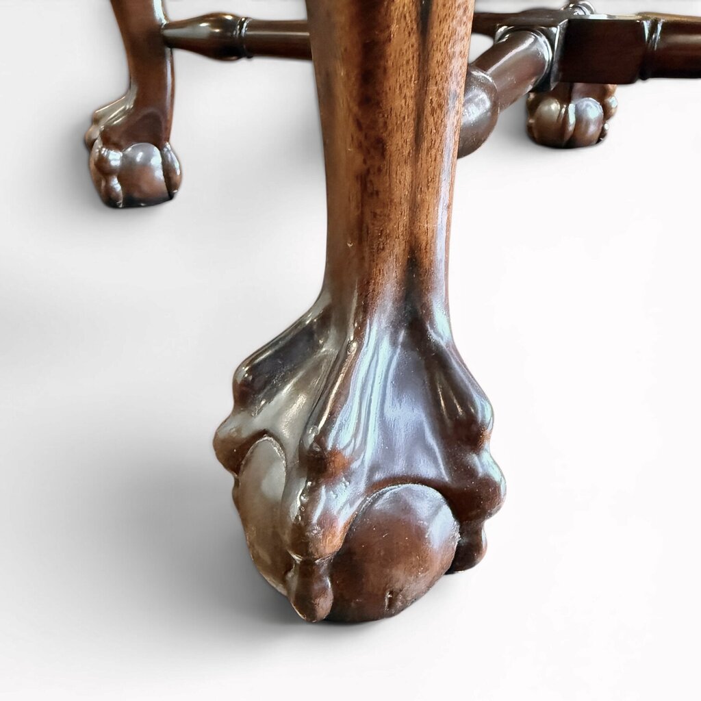 Mahogany Chippendale Style Handcarved Corner Chair With Ball and Claw Feet