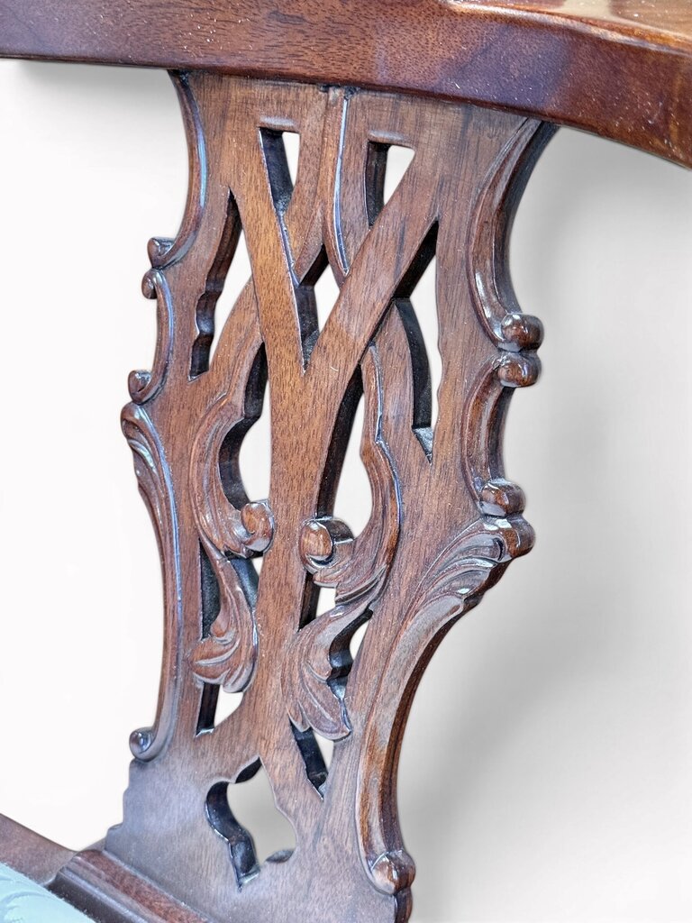 Mahogany Chippendale Style Handcarved Corner Chair With Ball and Claw Feet