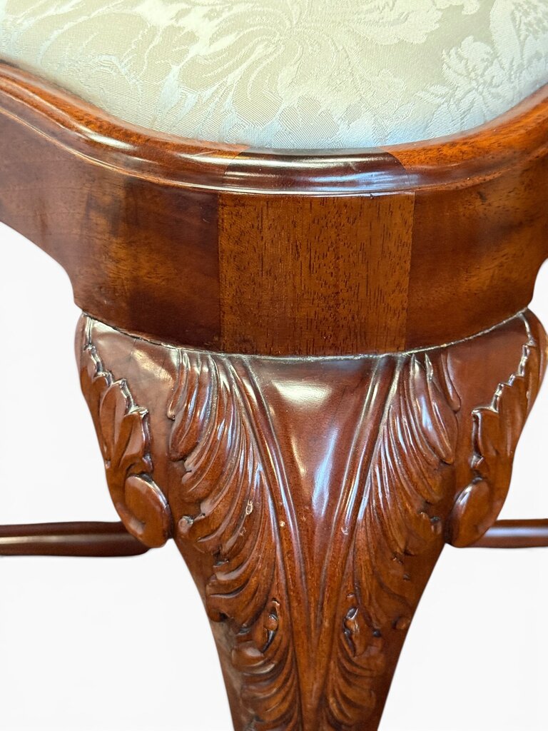 Mahogany Chippendale Style Handcarved Corner Chair With Ball and Claw Feet