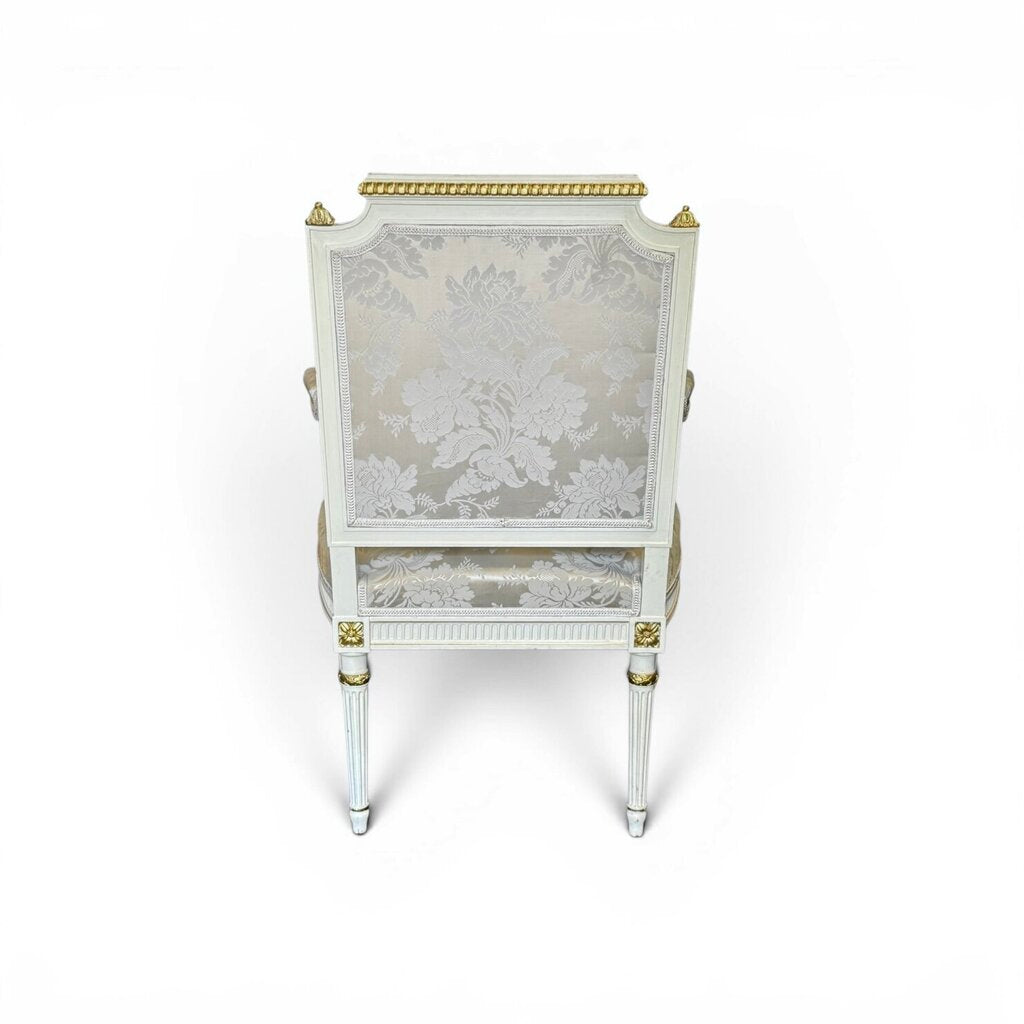 Gilt Wood Louis XVI Style White And Gold Armchair