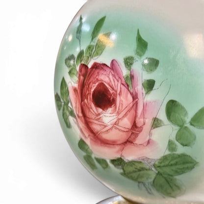 Antique Pink Floral Milk Glass Parlor Oil Lamp (AS IS)
