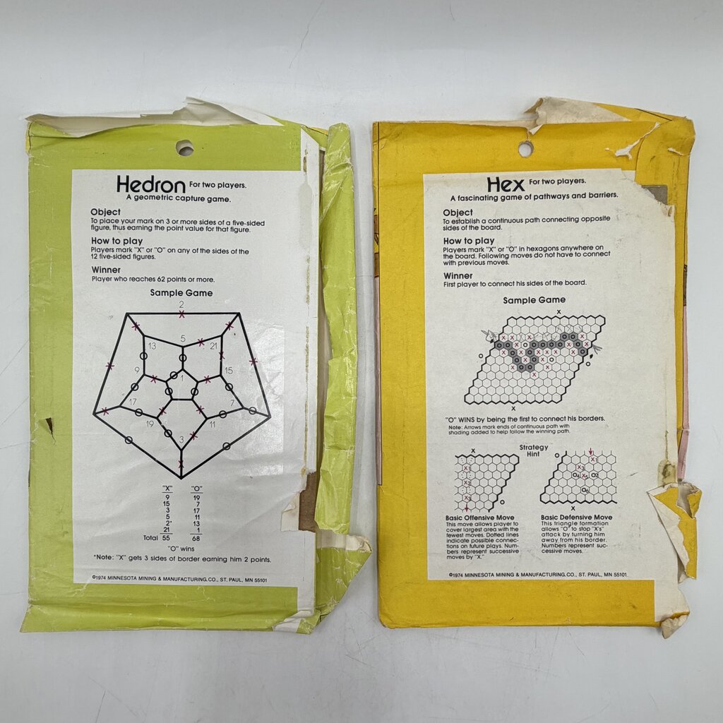Vintage 1974 3M Paper Games For Travel & Leisure Lot of 4 Hex Hedron Snare Nab /cb