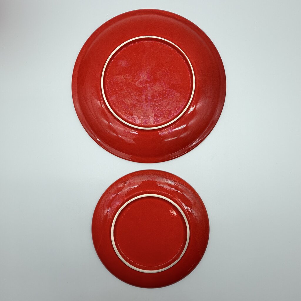 Waechtersbach Germany Red Christmas Tree Pieces - 10” Plate, 8” Plate, 2 Cereal Bowls & 4 Pc Hostess Set /cb