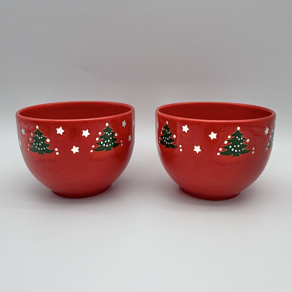 Waechtersbach Germany Red Christmas Tree Pieces - 10” Plate, 8” Plate, 2 Cereal Bowls & 4 Pc Hostess Set /cb