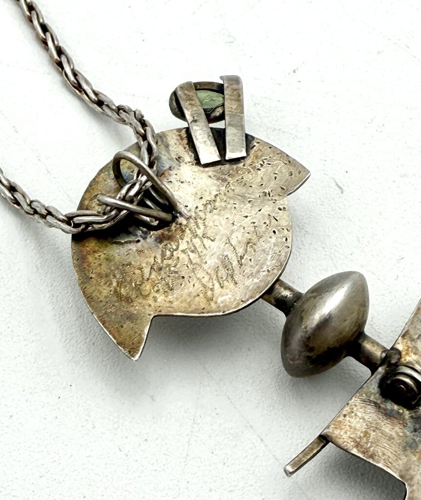 VTG Signed Abstract 14K Gold And Sterling Silver Pin/Necklace