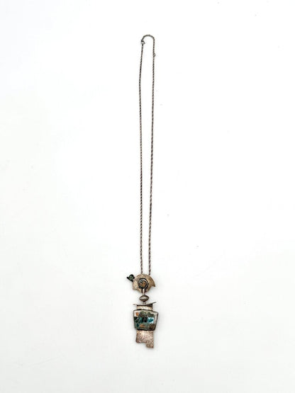 VTG Signed Abstract 14K Gold And Sterling Silver Pin/Necklace