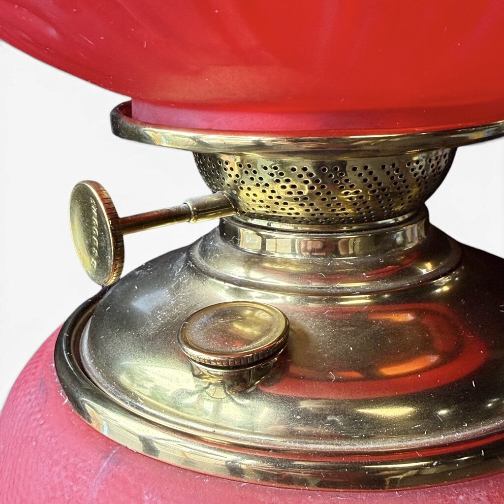 Antique Frosted Ruby Red Banquet Parlor Lamp