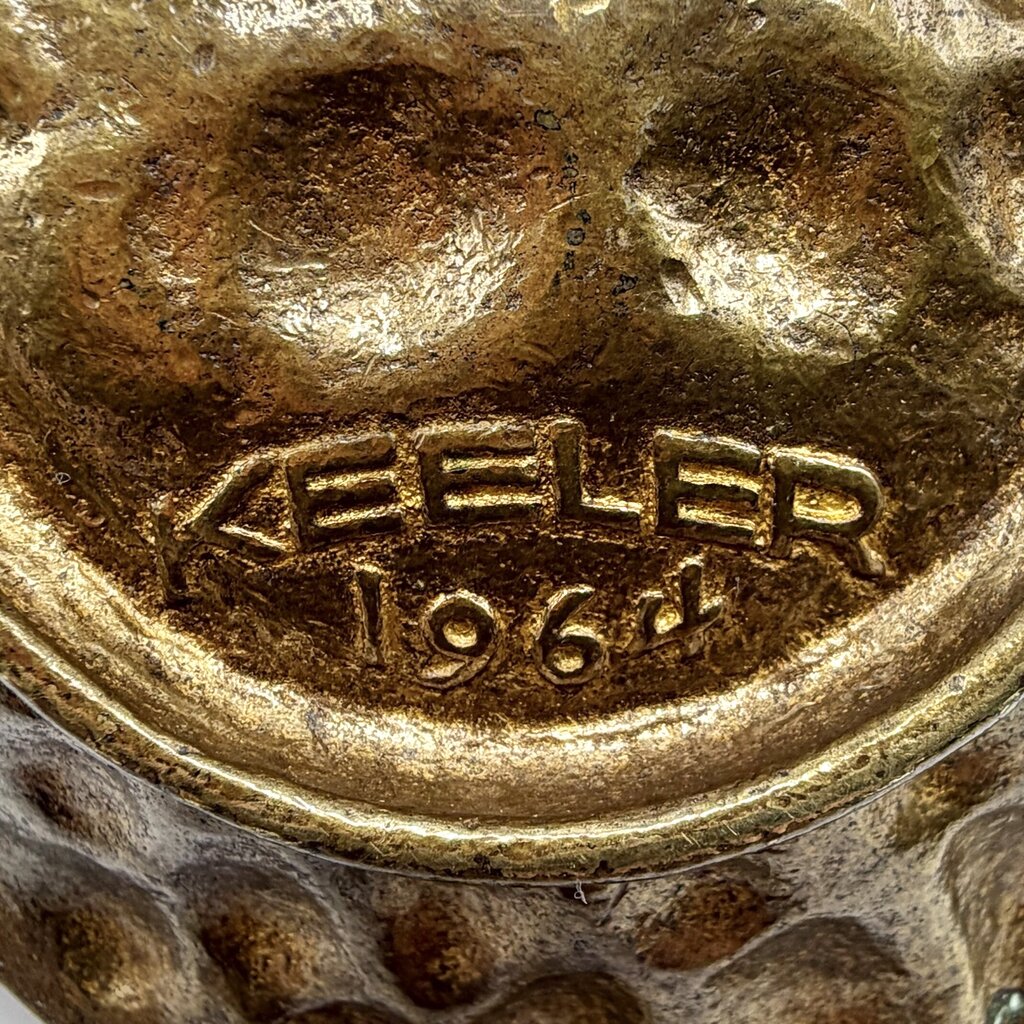 Vintage Keeler MCM 1964 Solid Brass Owl 6 Inch Trinket Dish/Ashtray /cb