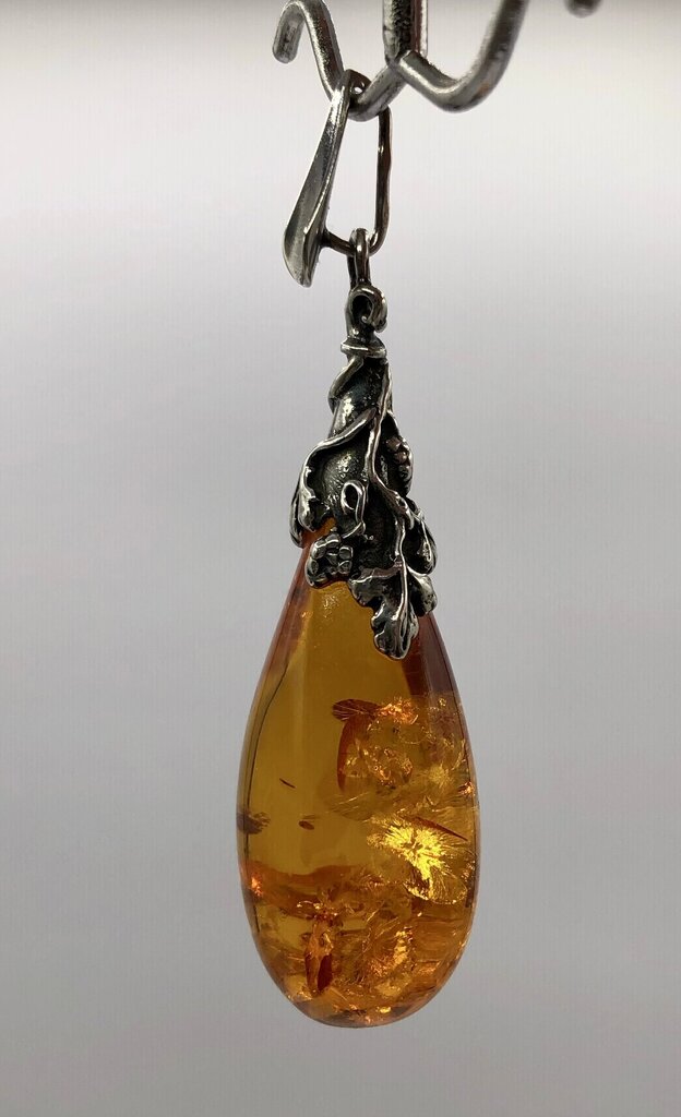 Heat Treated Honey Amber Pendant w/ Sterling Bail /b