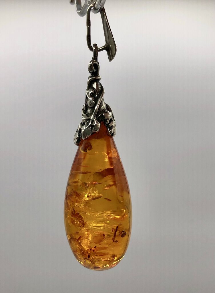 Heat Treated Honey Amber Pendant w/ Sterling Bail /b