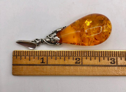Heat Treated Honey Amber Pendant w/ Sterling Bail /b