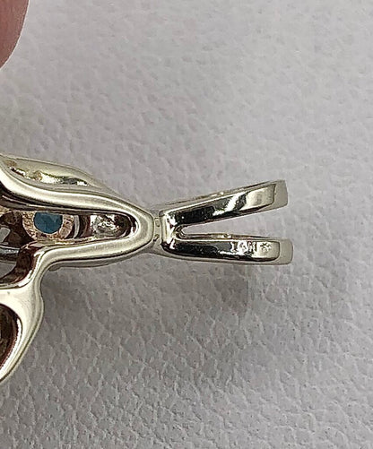 14K White Gold & Multicolor Gemstone Pendant /b