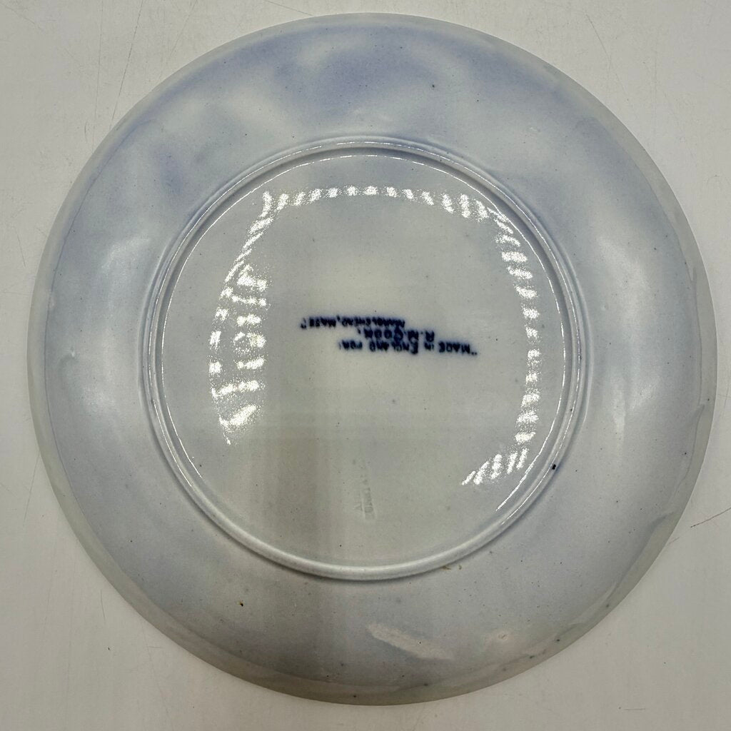 Antique R.M. Cook Flow Blue Souvenir Plate Views of Marblehead Massachusetts Made in England /cb