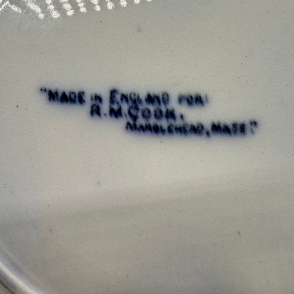 Antique R.M. Cook Flow Blue Souvenir Plate Views of Marblehead Massachusetts Made in England /cb