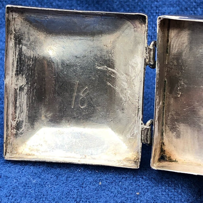 Small Sterling Silver Pill Case w/ Native Amereican Motif /b