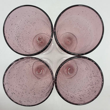 Set Of 4 TAG Ltd Plum Bubble Glass Water Goblets Handblown Discontinued /cb