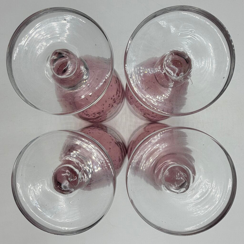 Set Of 4 TAG Ltd Plum Bubble Glass Water Goblets Handblown Discontinued /cb