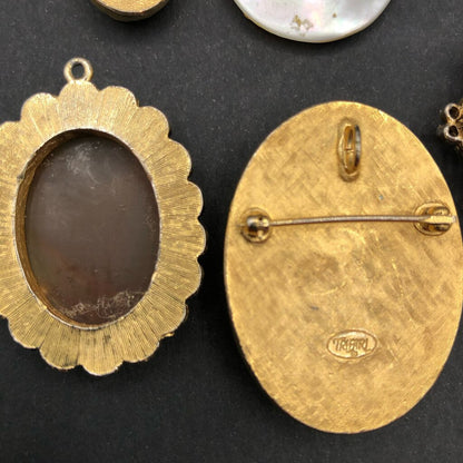 Lot of 5 Vintage Faux Cameo Pendants & Brooches /b
