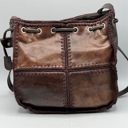 Vintage 1990s Marc Chantal Brown Leather Patchwork Shoulder Bag /cb