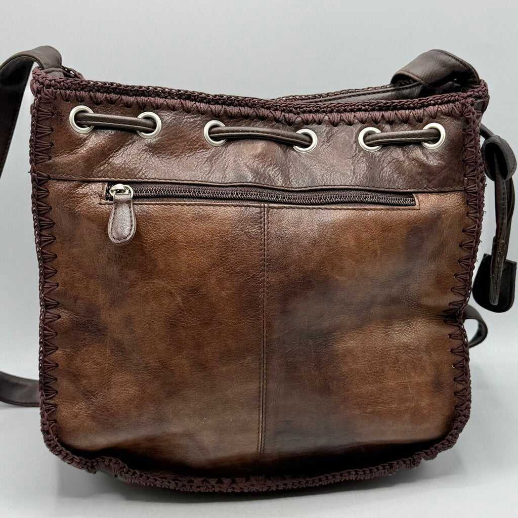 Vintage 1990s Marc Chantal Brown Leather Patchwork Shoulder Bag /cb