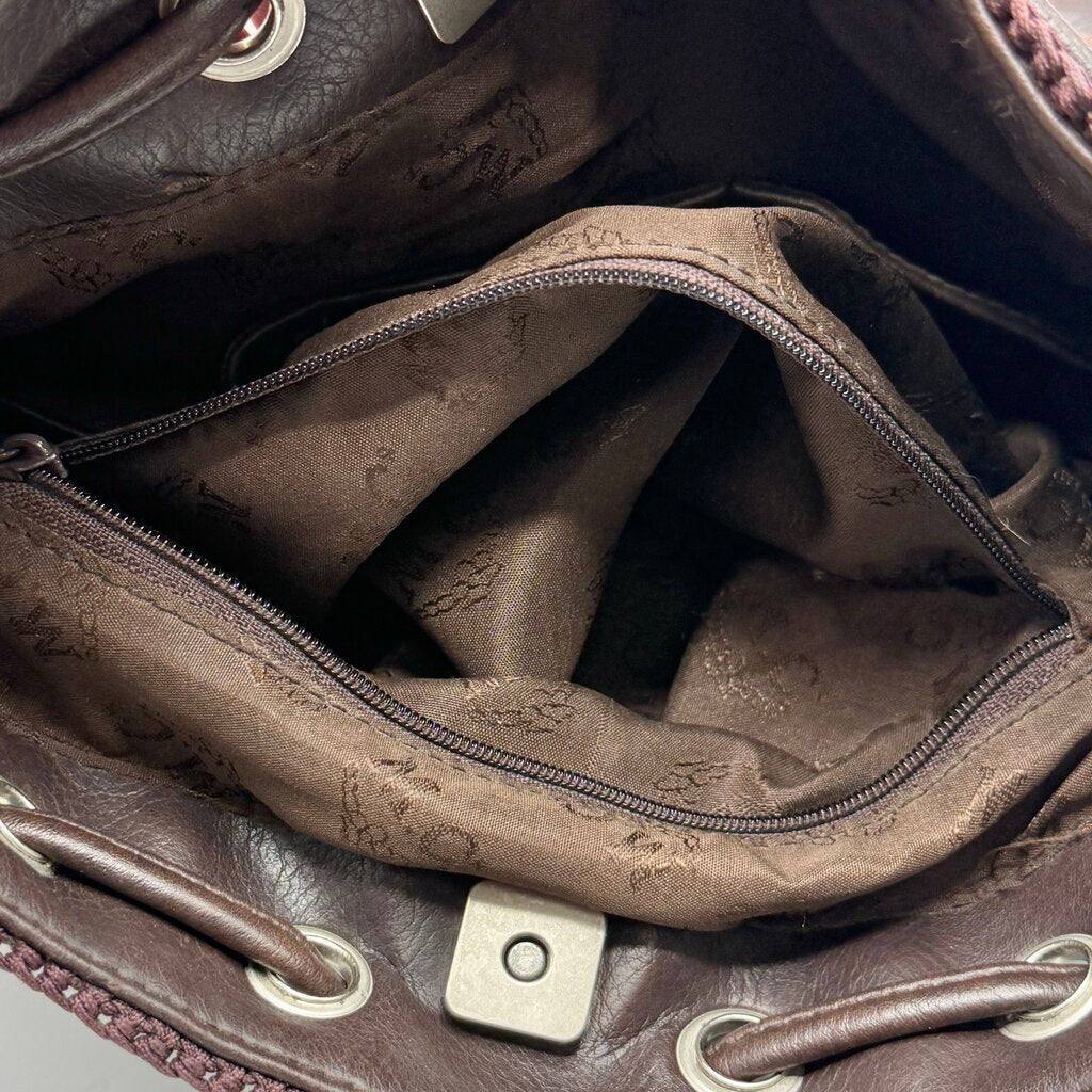 Vintage 1990s Marc Chantal Brown Leather Patchwork Shoulder Bag /cb