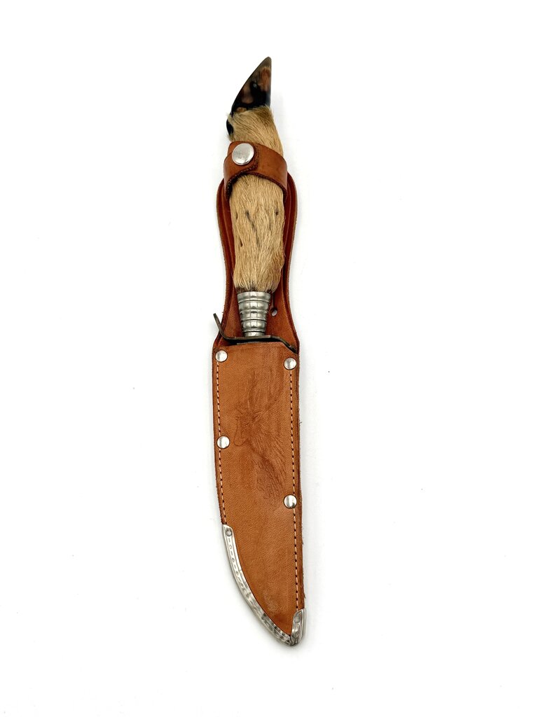 VTG Edge Mark Model 465 Deer Foot Hunting Knife with Leather Sheath