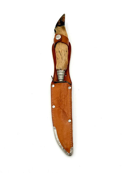 VTG Edge Mark Model 465 Deer Foot Hunting Knife with Leather Sheath