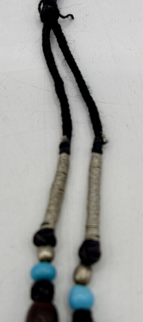 Vtg. Tibetan Style Boho Beaded Necklace with Turquoise and Coral Beads and Other Stone & Silver Toned Beads /j