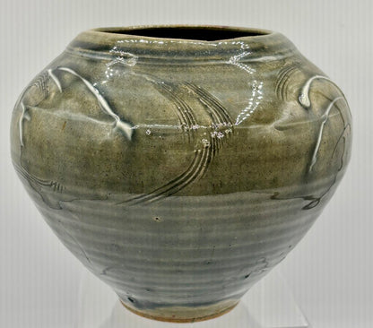 Studio Pottery Jar Surface Decoration Signed /j
