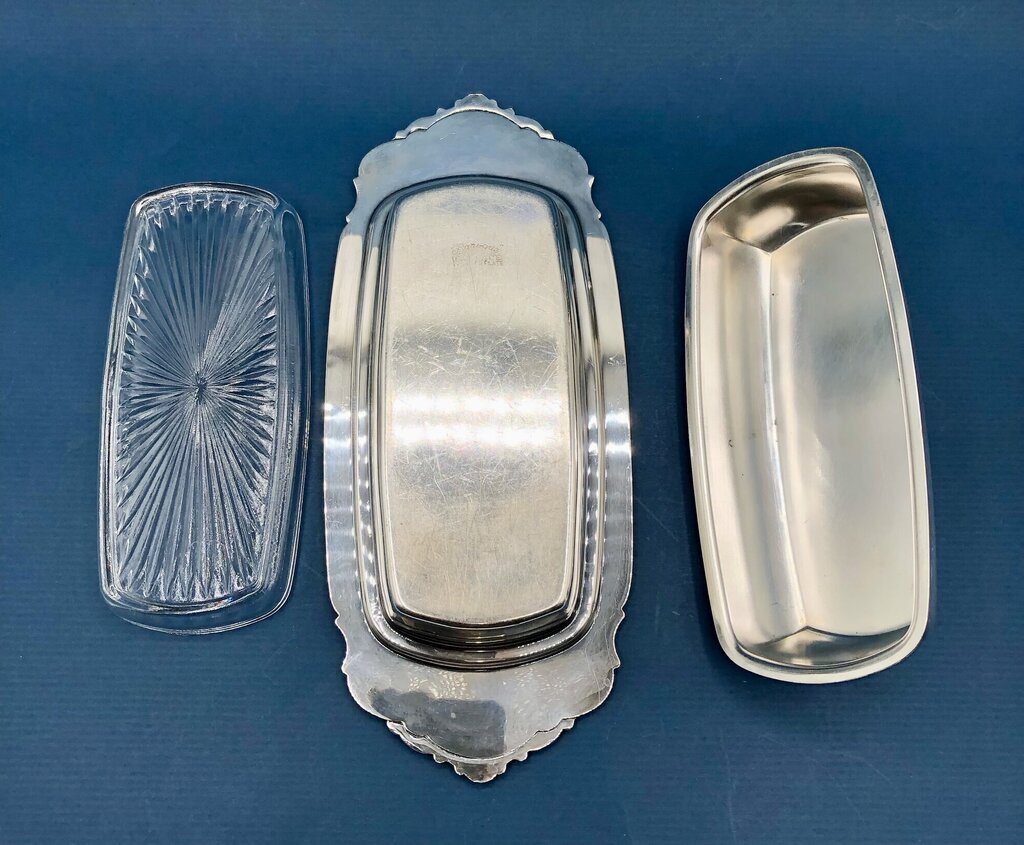 Wallace Silver Plate “Baroque” Covered Butter Dish w/ Glass Insert /b