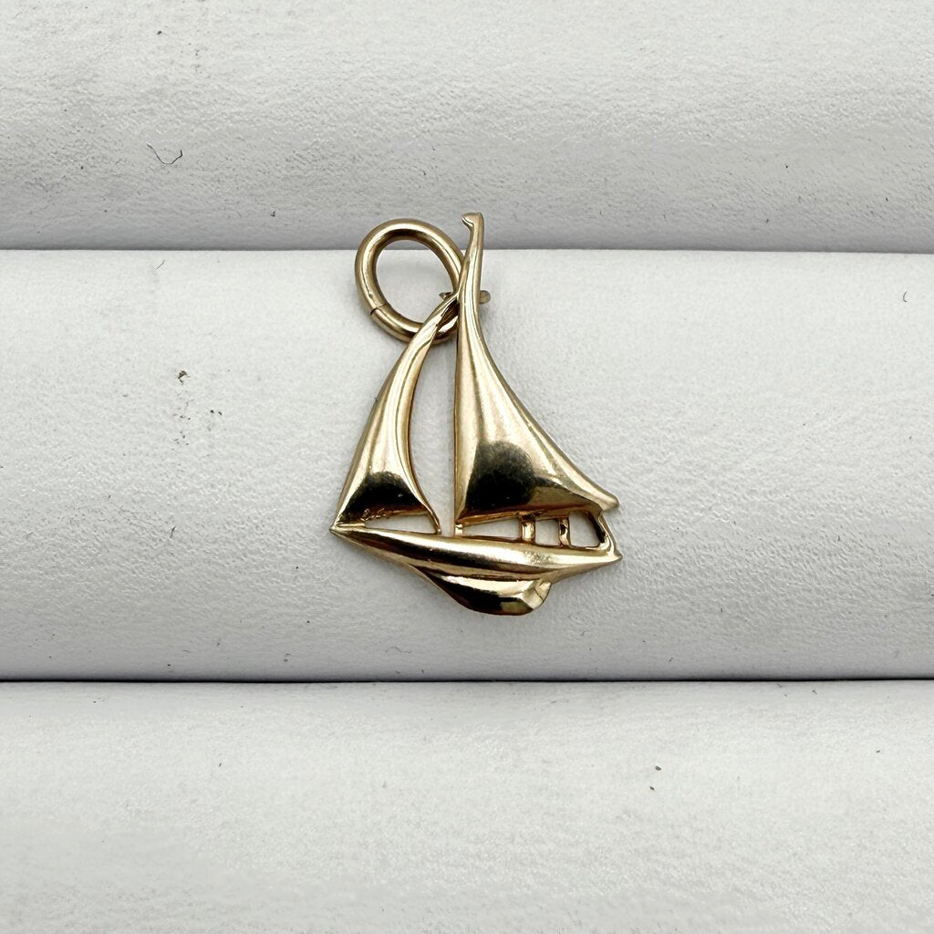 14k Gold Box Chain with Two 14k Sailboat Pendants and Fresh Water Pearl Pendant