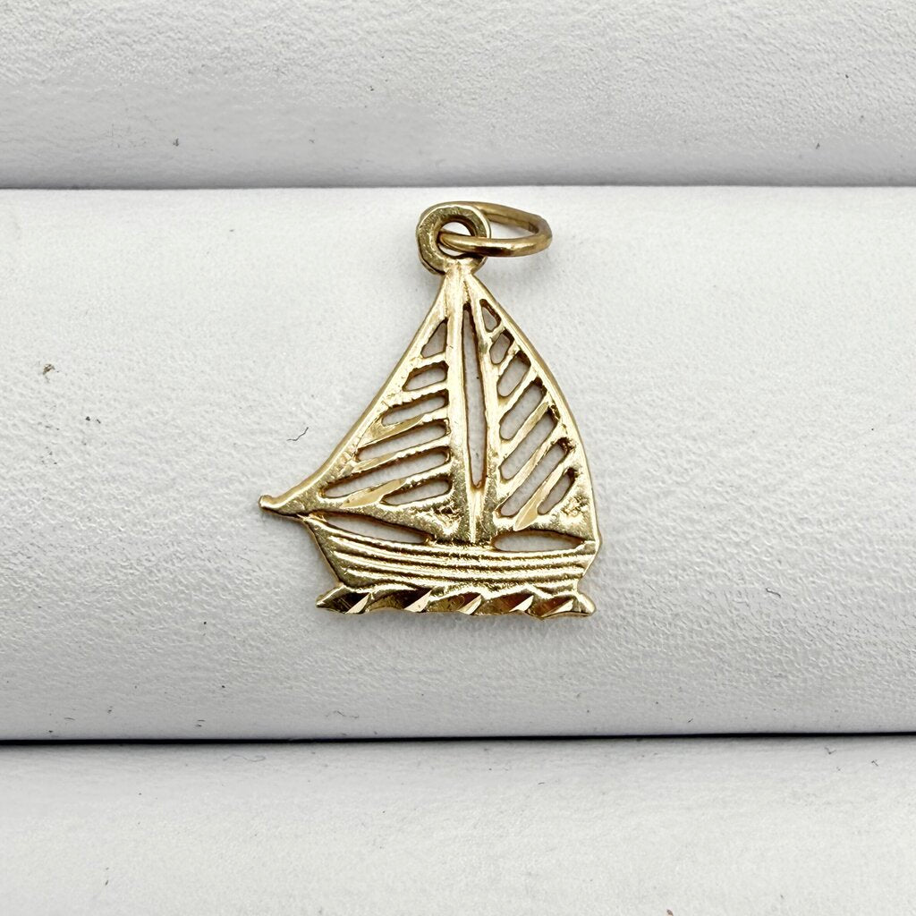 14k Gold Box Chain with Two 14k Sailboat Pendants and Fresh Water Pearl Pendant