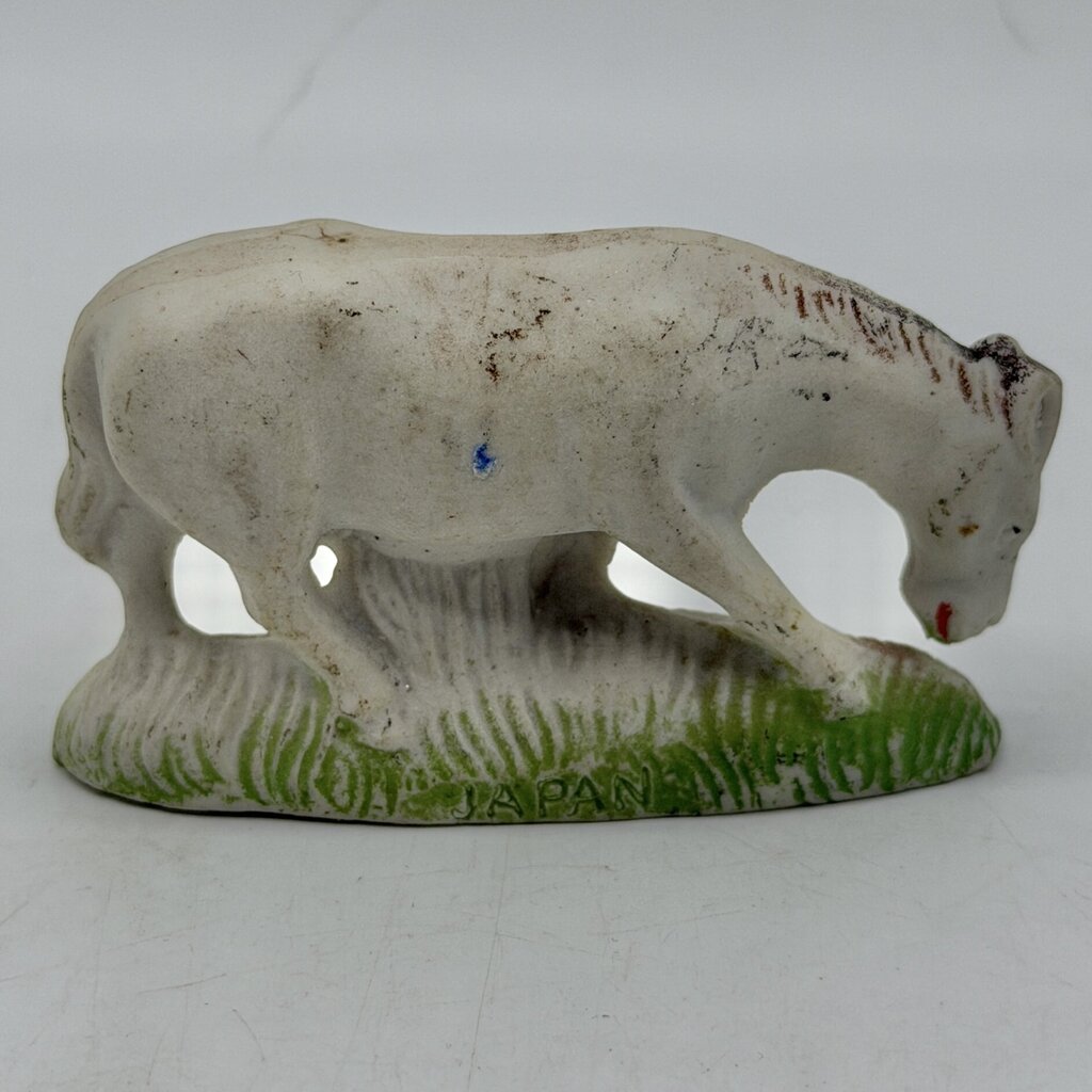 Lot Of 10 Vintage Miniature Bisque Animal Figurines Dog Bunny Cat Horse Penguin /cb