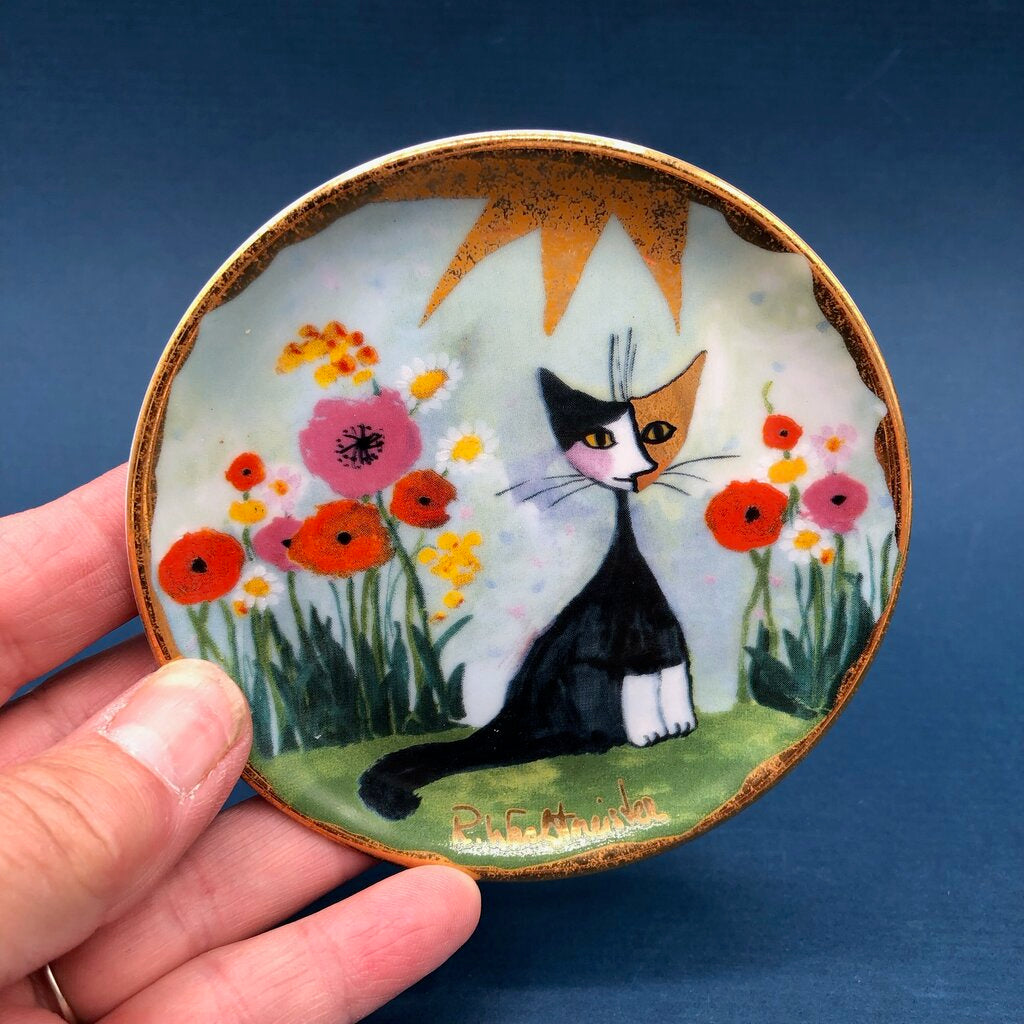 Vintage Goebel Rosina Wachtmeister “Giardino” Mini Cat Plate /b