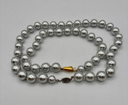 Set of 2 Chunky Faux Pearl Necklaces Grey Toned /j