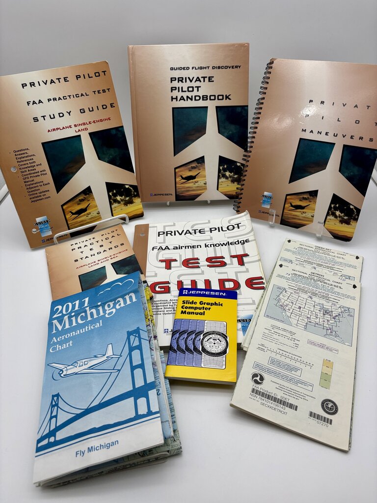Set of Private Pilot Handbooks, Study Guide,Test Guide, Aeronautical Charts, etc. /j