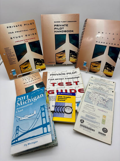 Set of Private Pilot Handbooks, Study Guide,Test Guide, Aeronautical Charts, etc. /j