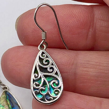 3pr Sterling Silver & Abalone Dangle Earrings /b