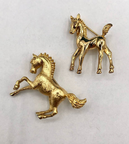Pair Equestrian Horse Brooches/ Monet & Beau Sterling Silver /b