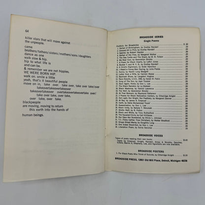 Black Words That Say: Don’t Cry, Scream By Don L. Lee Paperback 1970 Broadside Press /cb