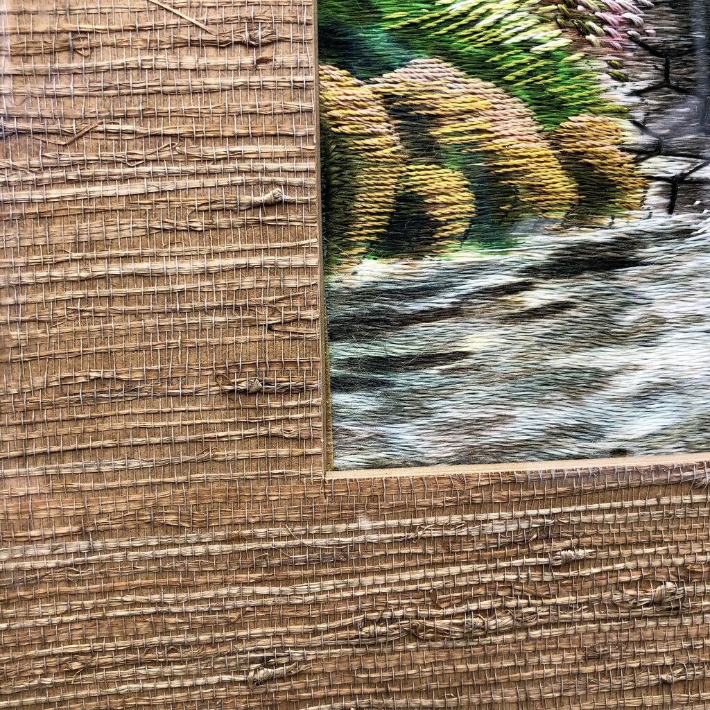 Vtg Japanese Silk Embroidery Mt. Fuji Landscape /b