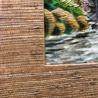 Vtg Japanese Silk Embroidery Mt. Fuji Landscape /b