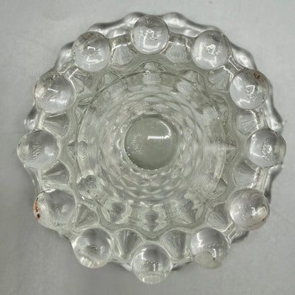Pair of Vintage Duncan Miller Hobnail Candle Holders w/Bobeches & Prisms 5 1/2” /cb