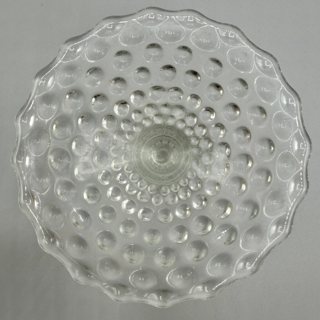 Pair of Vintage Duncan Miller Hobnail Candle Holders w/Bobeches & Prisms 5 1/2” /cb
