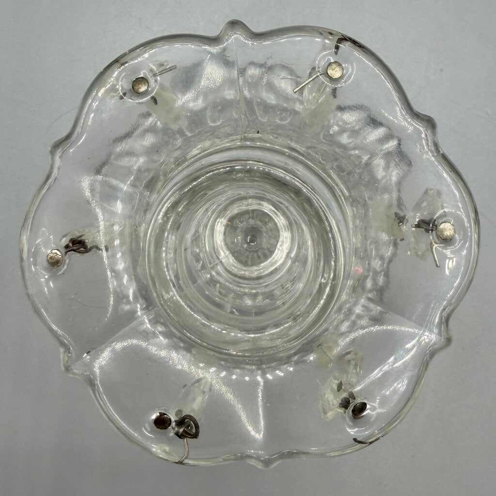 Pair of Vintage Duncan Miller Hobnail Candle Holders w/Bobeches & Prisms 5 1/2” /cb