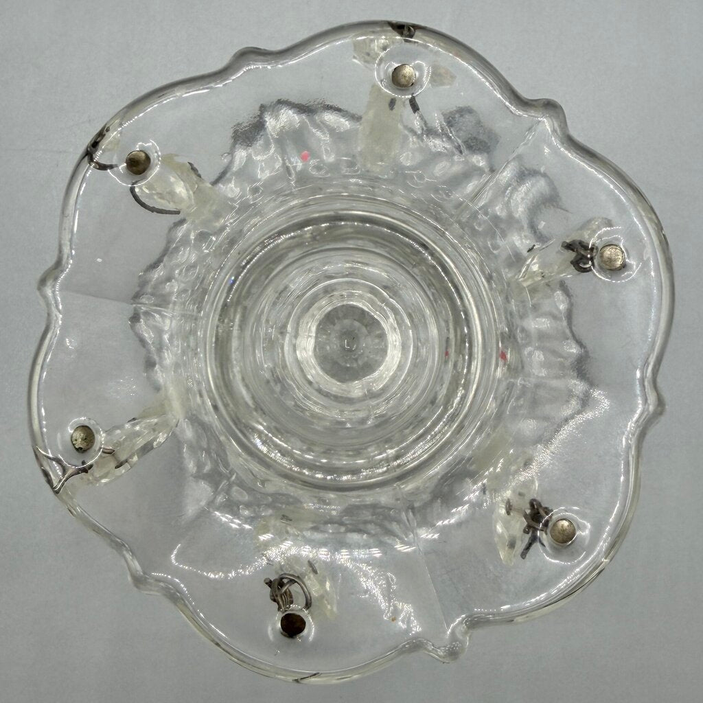 Pair of Vintage Duncan Miller Hobnail Candle Holders w/Bobeches & Prisms 5 1/2” /cb