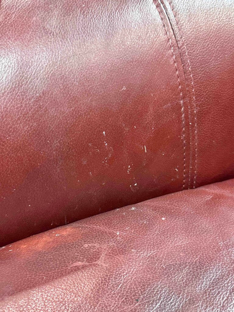 Red Leather Armchair With Brass Upholstery Tacks