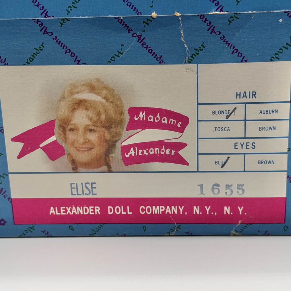 Vintage Madame Alexander Elise #1655 Bridesmaid Doll 17” in Box Beautiful /cb