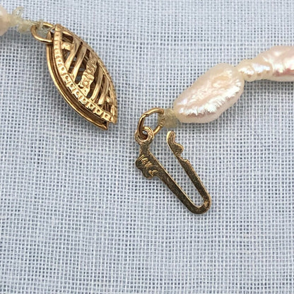 14K Gold & Keshi Rice Pearls 15” Choker Necklace /b