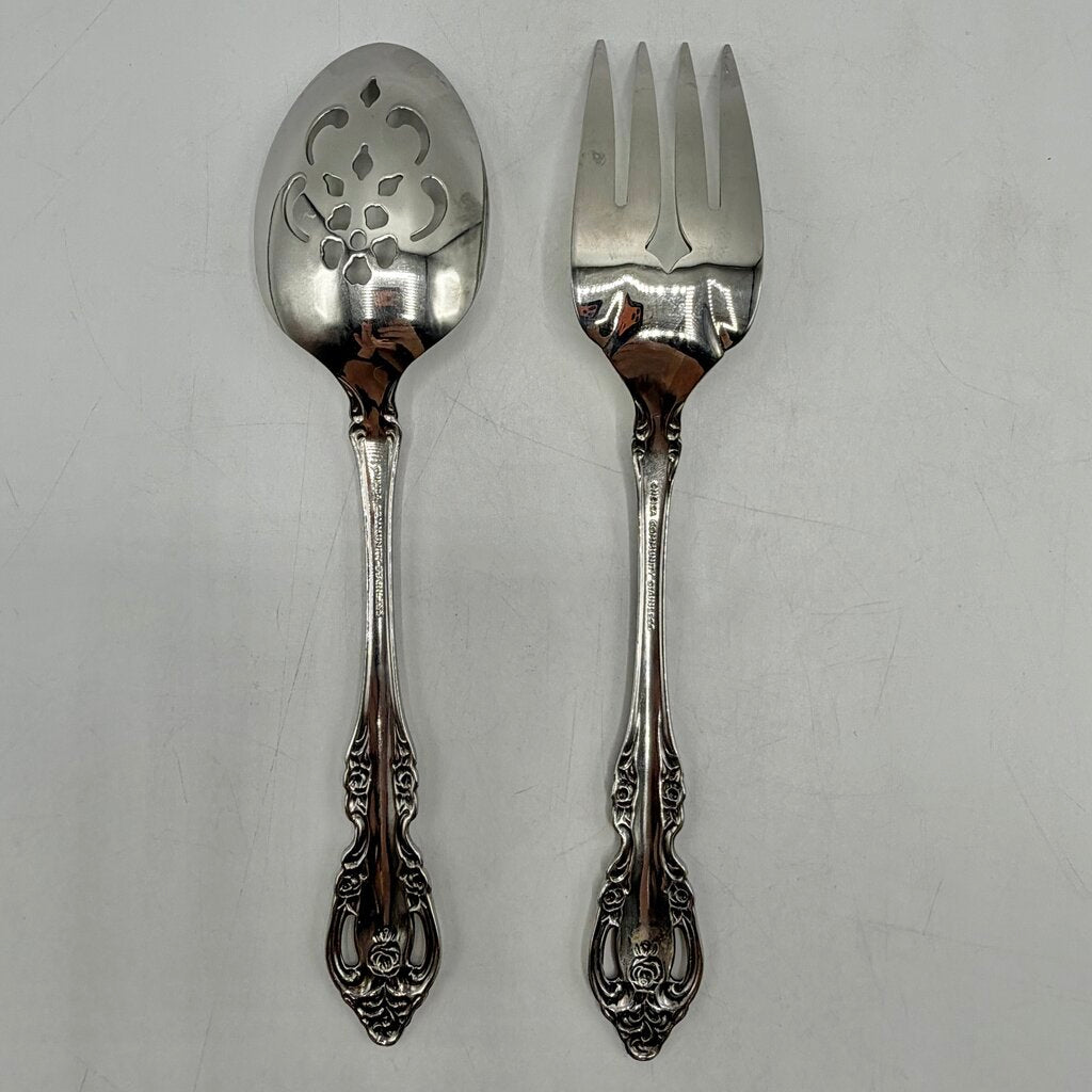 Oneida Community Stainless “Brahms” 7 Piece Serving Set Spoons Casserole Fork /cb